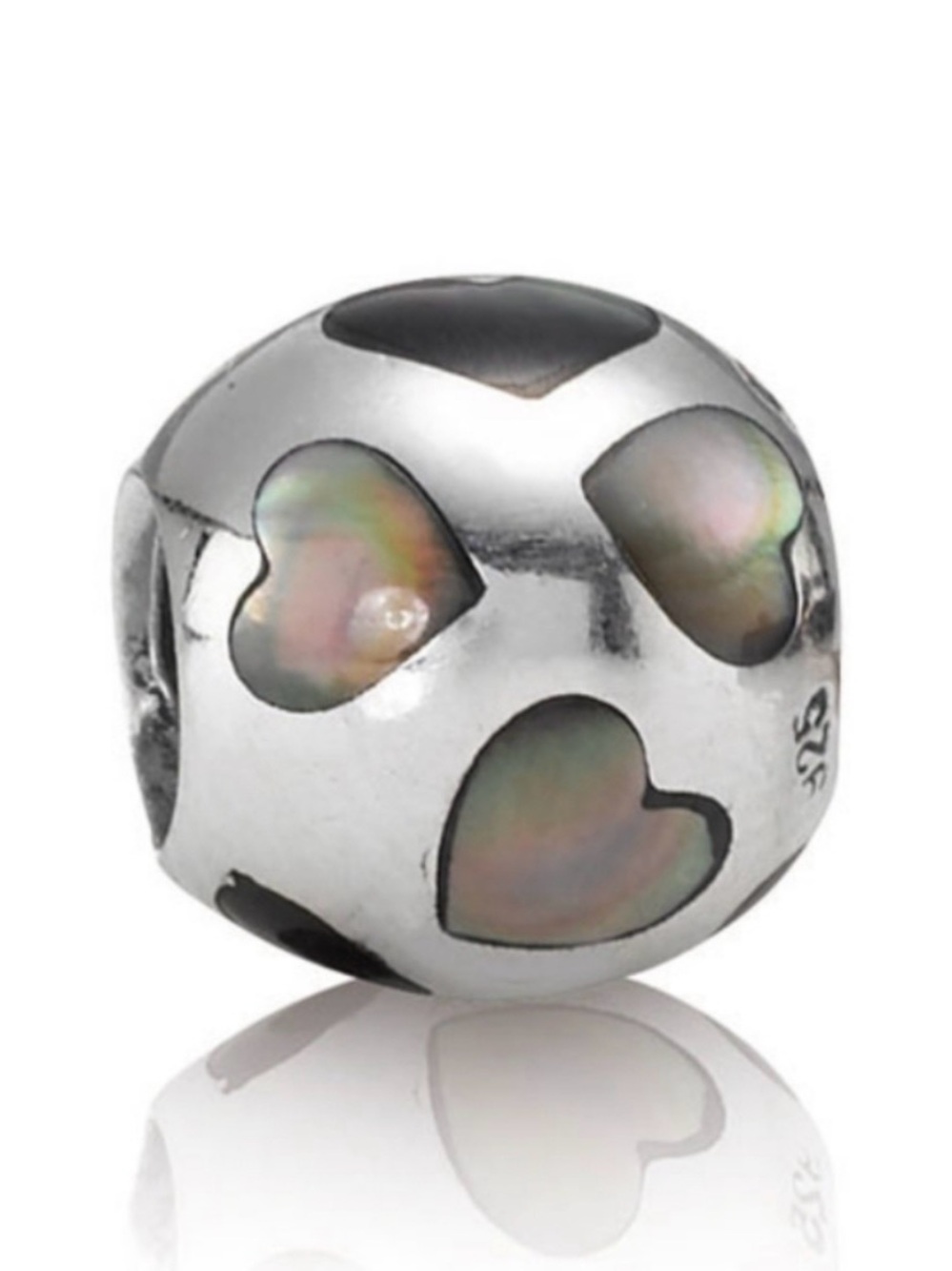 Pandora Silver Heart Charm with Mother-of-Pearl Inlay
